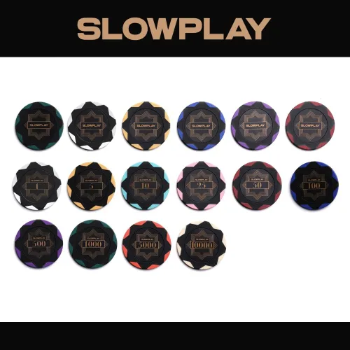 Vista 3 de SLOWPLAY Nash Clay - Fichas de póquer, 0.49 oz de compuesto de arcilla pesada, 1.575 in a granel, paquete de 50 con denominación de 10