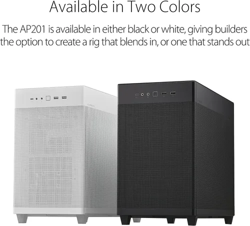 Vista 8 de Cajas de PC ASUS Prime AP201 de 33 litros Micro ATX color negro con paneles laterales sin herramientas y malla de filtro cuasi, con soporte