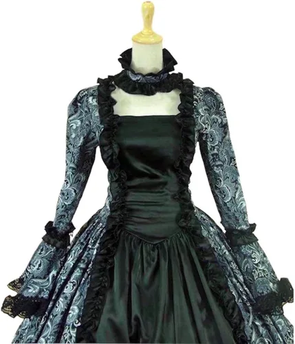 Vista 5 de Vestido de baile rococó para mujer del siglo 18, vestido gótico victoriano, disfraz de mascarada