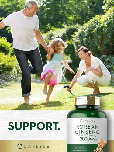 Vista 7 de Carlyle Cápsulas de ginseng coreano 2000 mg 200 unidades Suplemento de extracto de Panax estandarizado Fórmula sin OMG y sin gluten