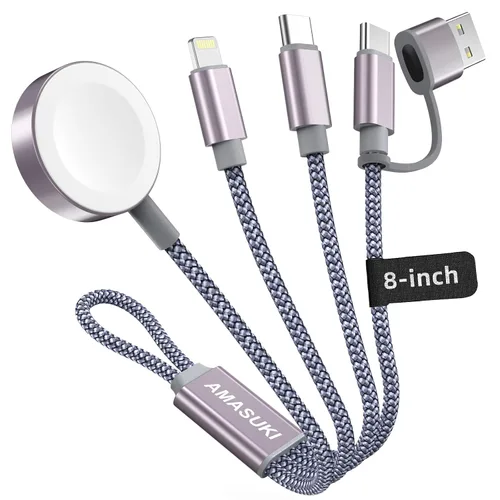 Vista 11 de Esenciales de viaje para Apple Watch, esenciales para acampar en cruceros, cable de carga múltiple, puertos de carga 3 en 2 para iWatch Series Negro