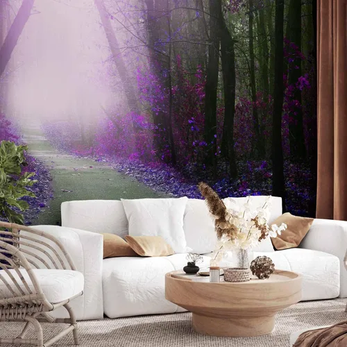 Vista 2 de artgeist Mural de pared premium Bosque púrpura, 79 x 55 pulgadas, papel tapiz no tejido, decoración de pared de vellón, impresión fotográfica