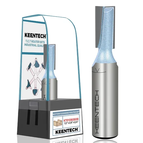Vista 10 de KEENTECH Brocas de enrutador, 1/2" Shank, Fresa de limpieza inferior del enrutador, Broca de superficie con punta de carburo, Broca de spoilboard