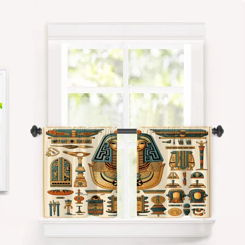 Vista 21 de Cortinas de cocina de hojas de arce otoñales para ventanas, hojas verdes y rojas sobre cenefas opacas negras, tratamientos de ventana de poliéster