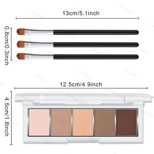 Vista 7 de KYDA Paleta de sombra de ojos Netural Nude de 5 colores con pincel, sombra de ojos marrón mate, paleta de ojos mate, regalo de maquillaje de ojos