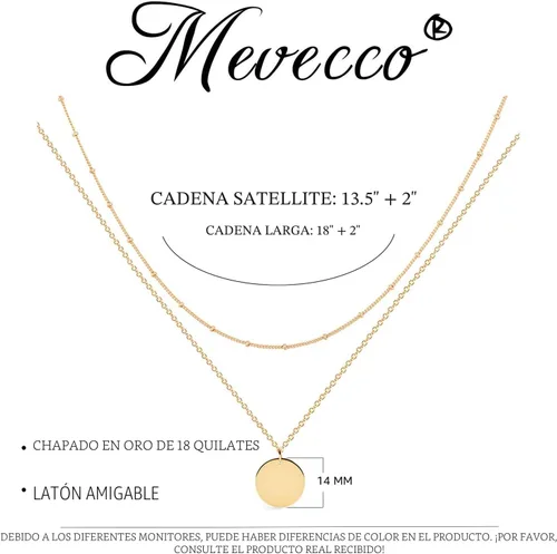 Vista 3 de MEVECCO - Collar escalonado con dije de corazón, hecho a mano, chapado en oro de 18 quilates, gargantilla delicada con flecha o barra en capas
