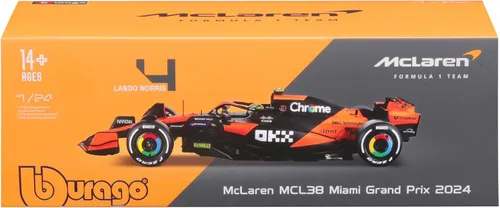 Vista 9 de Bburago 1:24 2024 Race McLaren MCL38 con Casco, Piastri #81