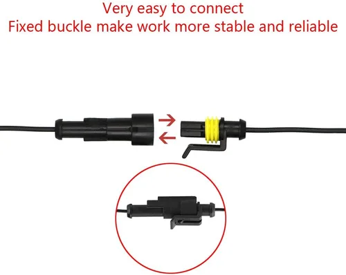 Vista 6 de ESUPPORT 1 Pin Way Auto Impermeable Conector Eléctrico Enchufe Kit con Alambre AWG Calibre Marina Paquete de 10 Auto Sealed Electrical Plugs Male