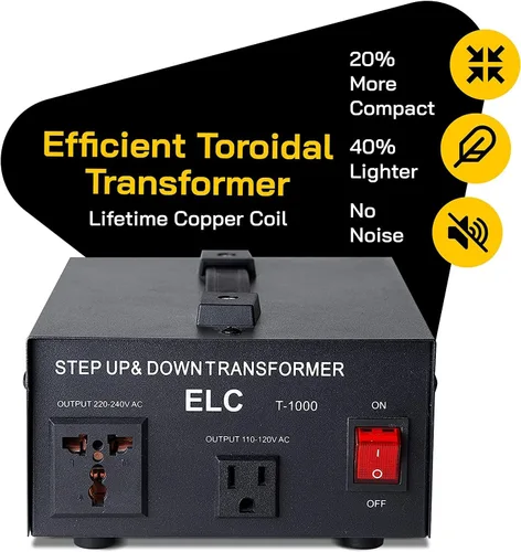 Vista 3 de Transformador de voltaje para aumentar o disminuir la tensión. 110 v/220 v, circuito de bloqueo de protección, de la marca ELC