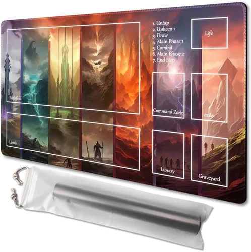 Vista 24 de MTG - Tapete de juego tamaño 24 x 14 pulgadas, bolsas de almacenamiento gratuitas, respaldo antideslizante, impresión, ideal para entusiastas