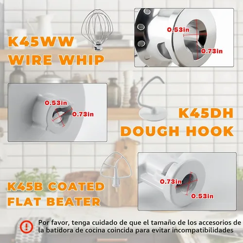 Vista 4 de KitchenAid - Juego de 3 accesorios para batidora de pie inclinable