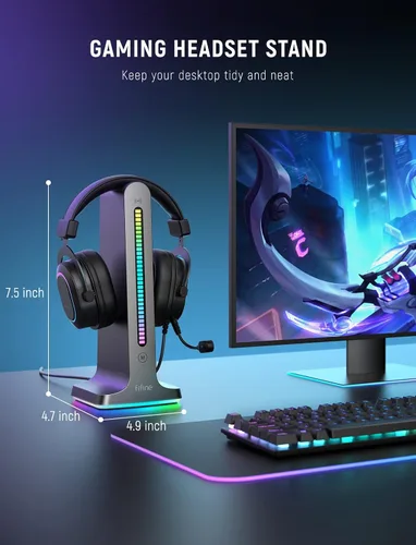 Vista 7 de FIFINE Streaming Microphone and Headphone Stand, USB Podcast Gaming PC Mic with Boom Arm, Pop Filter, Mute Button,RGB Headset Holder for Twitch