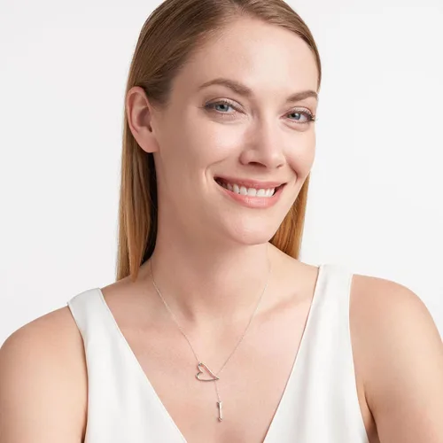 Vista 4 de Collar en Y de plata de ley 925 estilo Lariat con acento de circonita cúbica