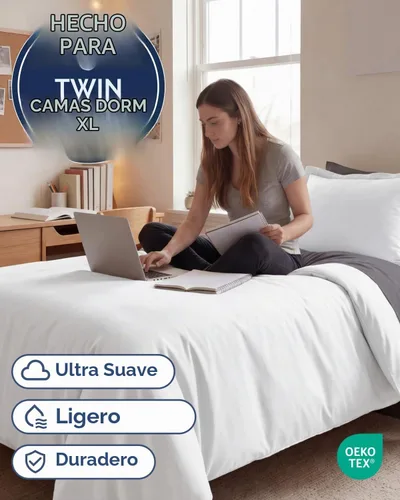 Vista 2 de Juego de funda de edredón tamaño Twin/Twin XL - Funda de edredón extra suave 68 x 90 con 1 funda de almohada - Ropa de cama de lujo hotelero, fácil