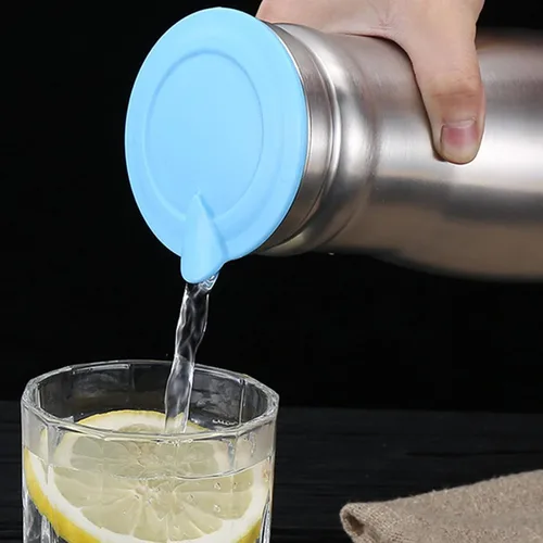 Vista 4 de Jarra de agua de acero inoxidable de 1 litro con tapa aislada, jarra de café térmica de acero inoxidable de doble pared al vacío, termo para café