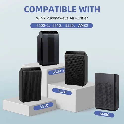 Vista 3 de Paquete de 4 filtros H de repuesto de absorción de toxinas HEPA 116130 para purificador de aire Winix 5500-2 Am80 Plasmawave filtro HEPA verdadero