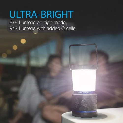 Vista 8 de LUXPRO Linterna LED recargable de doble potencia de 940 lúmenes con lente difusa para hasta 155 horas de uso - Linterna de camping con banco