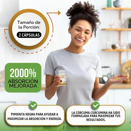 Vista 7 de Curcumina de cúrcuma con piperina 1500 mg, 90
