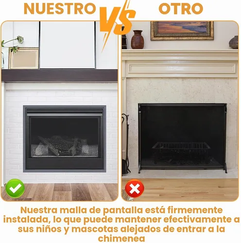 Vista 5 de Cubierta de malla para chimenea, cubierta magnética para chimenea a prueba de bebés, barrera a prueba de mascotas con cinta mágica, puerta