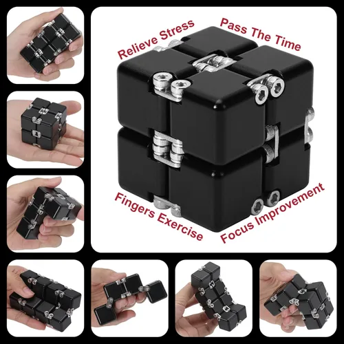 Vista 5 de Lifidea Cubo infinito de metal de aleación de aluminio (6 colores) juguete de escritorio de mano con estuche genial, cubo mágico infinito, alivia