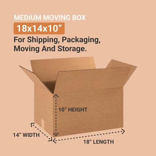 Vista 2 de BOX USA Cajas de envío medianas de 18 pulgadas de largo x 14 pulgadas de ancho x 10 pulgadas de alto, paquete de 25 cajas de cartón corrugado