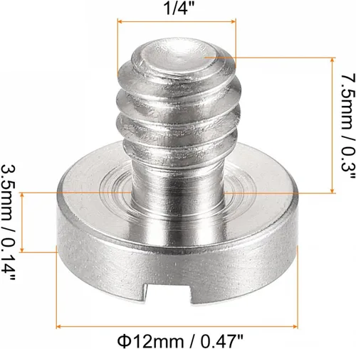 Vista 2 de uxcell Tornillo de trípode para cámara, adaptadores de tornillo de montaje macho de 1/4 pulgadas, ranurados de 0.3 pulgadas de longitud para soporte