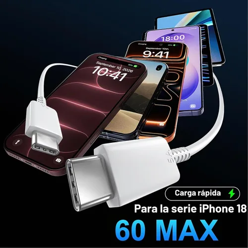 Vista 4 de Cargador de carga rápida para iPhone 18, 17, 16, 15, cargador USB C de 30 W Blanco-30W
