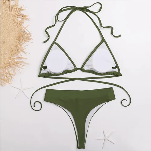Vista 6 de Traje de baño sexy de 3 piezas para mujer, camiseta de natación de manga larga, camiseta corta con triangular, conjunto de bikini