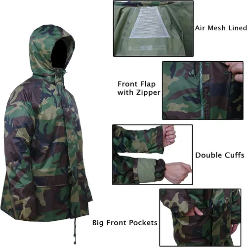 Vista 2 de RainRider Chaqueta impermeable de seguridad con pantalones de alta visibilidad reflectante para lluvia
