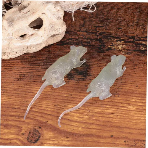 Vista 2 de KOMBIUDA 20 piezas de ratones falsos brillantes y oscuros para Halloween, accesorios difíciles de Halloween, figuras de ratones realistas