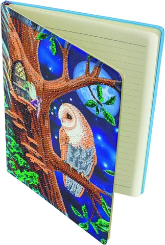 Vista 2 de Crystal Art Cuaderno – Kit de cuaderno de búho y árbol de hadas – Crea una cubierta brillante para cuaderno con cristales – para edades de 8 años