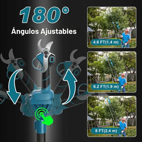 Vista 5 de Tijeras de podar eléctricas de poste 2 en 1, diámetro de apertura de 1.9 Azul