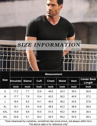 Vista 6 de COOFANDY Camisetas musculares elásticas de manga corta con cuello en V para hombre