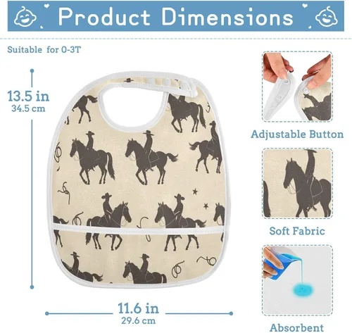 Vista 2 de MCHIVER Baberos de bebé para bebé niño y niña, delantal de alimentación impermeable, babero de algodón para comer alimentos, 2 paquetes