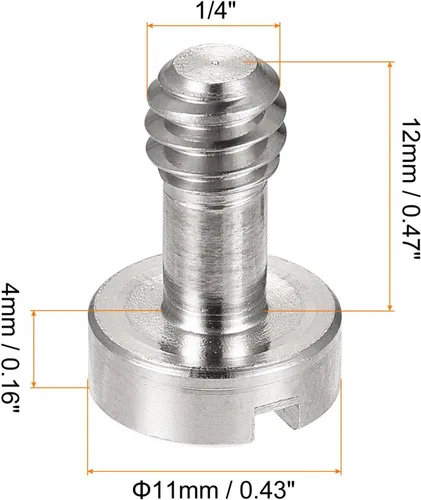 Vista 2 de uxcell Tornillo de trípode para cámara, adaptadores de tornillo de montaje macho de 1/4 pulgadas, ranurados de 0.47 pulgadas de longitud