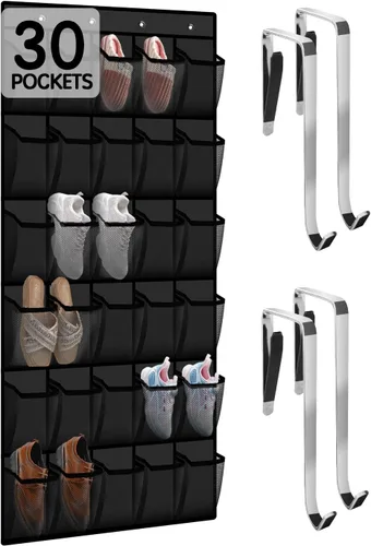 Vista 8 de Kotkn Organizador de zapatos sobre la puerta con 30 bolsillos de malla transpirable - Almacenamiento de armario de gran capacidad para hombres