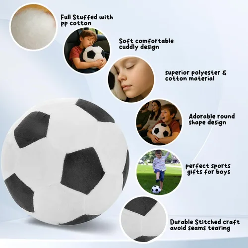 Vista 5 de Pelota de fútbol Tplay para niño de peluche: almohada rellena suave, regalo para decoración de habitación de 8 a 12 años, 8 pulgadas