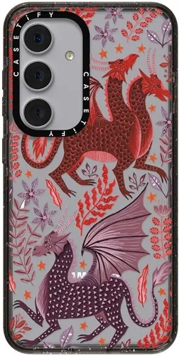 Vista 144 de CASETiFY Funda de impacto para Galaxy S22+ - Adhesivo Aries Moross, color negro transparente