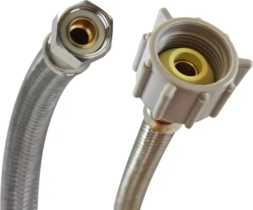 Vista 8 de Fluidmaster B1T06 - Conector de inodoro de acero inoxidable trenzado, rosca de compresión hembra de 3/8 x rosca hembra de 7/8, 6 pulgadas de longitud