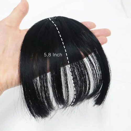 Vista 7 de Flequillo Clip de pelo sintético flequillo flequillo flequillo clip en extensiones de cabello en flecos frontal natural curvado plano limpio bang