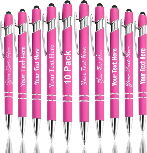 Vista 100 de Hasta 300 bolígrafos personalizados a granel con nombre personalizado con grabado gratis, puntas de lápiz capacitivo grabado, bolígrafo