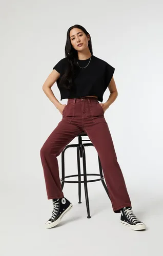 Vista 6 de Mavi Shelia - Pantalones rectos de tiro alto con bolsillo frontal para mujer