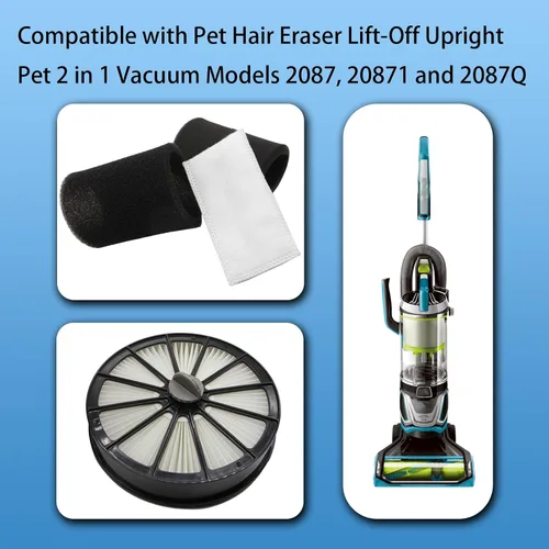 Vista 2 de Filtro 2087 compatible con Bissell Serie 2087 Borrador de pelo de mascotas Aspiradora vertical 2087 20872 20874 20878 2087Q 2087R