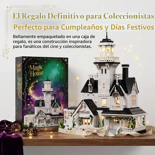 Vista 10 de Magic Owens House Building Set for Adults with LED Lights Black&white