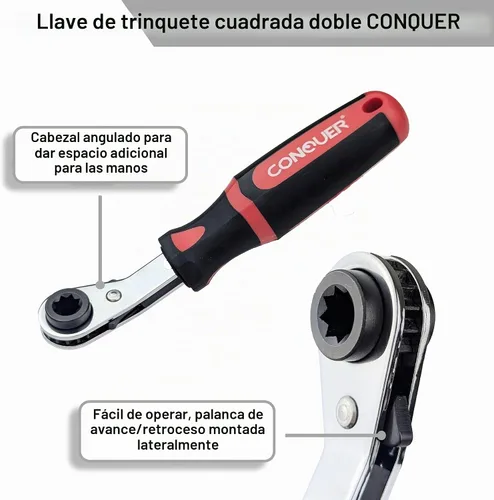Vista 3 de CONQUER Juego de herramientas de ajuste automático de holgura para semirremolques – Llave de trinquete cuadrada doble de 5/16 pulgadas y horquilla