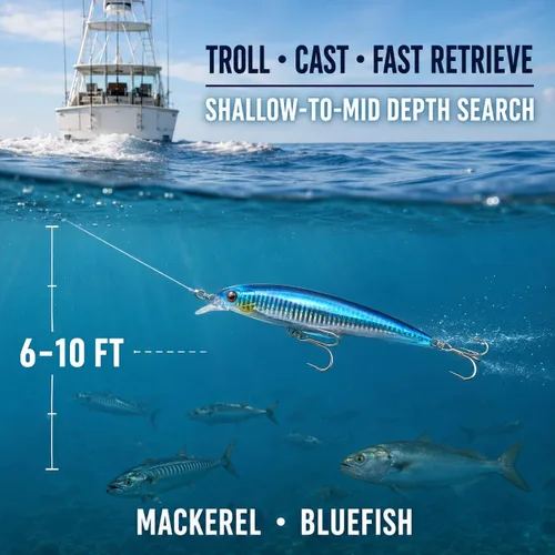 Vista 5 de Saltwater Trolling Lures, Floating Diving Minnow Baits