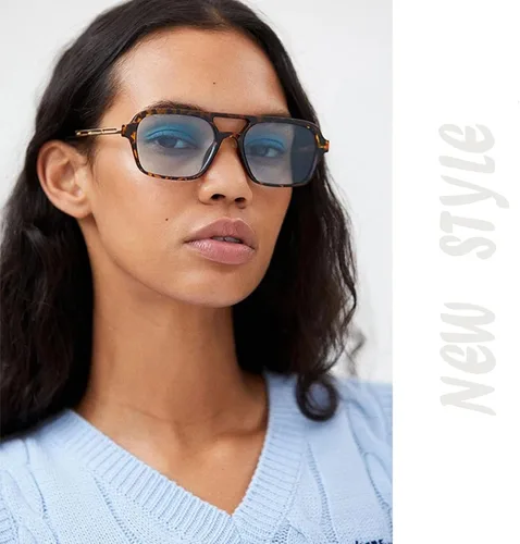 Vista 3 de Hycredi Lentes de sol planos estilo aviador retro de los años 70, gafas cuadradas vintage de moda para mujeres y hombres, diseño de metal, sombras