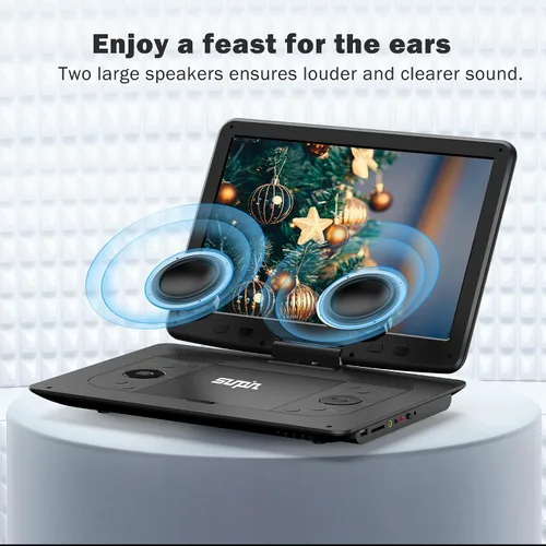 Vista 4 de Reproductor de DVD portátil de 16.9 pulgadas con pantalla grande HD de 14.1 pulgadas, batería recargable de 5 horas, reproductores de DVD para niños
