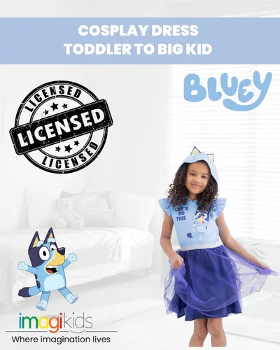 Vista 2 de Bluey Vestido de cosplay de malla para niñas de Bingo a niño grande