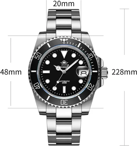 Vista 6 de ADDIESDIVE Automatic Dive Watch for Men Steel Band Waterproof Diver 200M Japan NH35A Movement